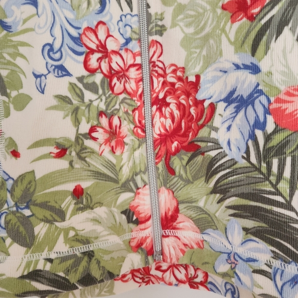 Tommy Bahama zip jacket sweater tropical hibiscus hawaii print pattern size XS - Picture 3 of 6